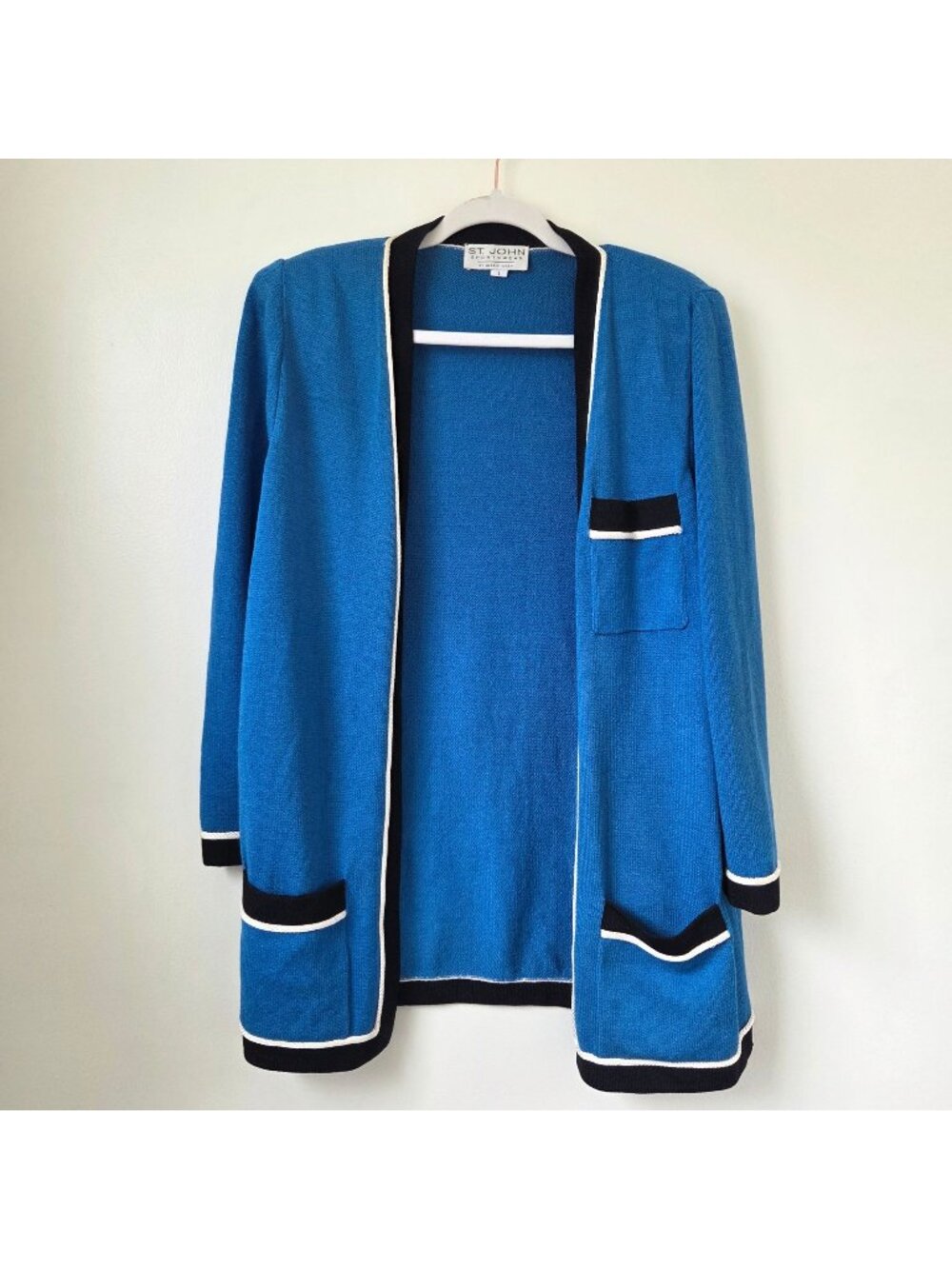 St. John Sportswear Vintage Buttonless Cardigan Blue Size Large